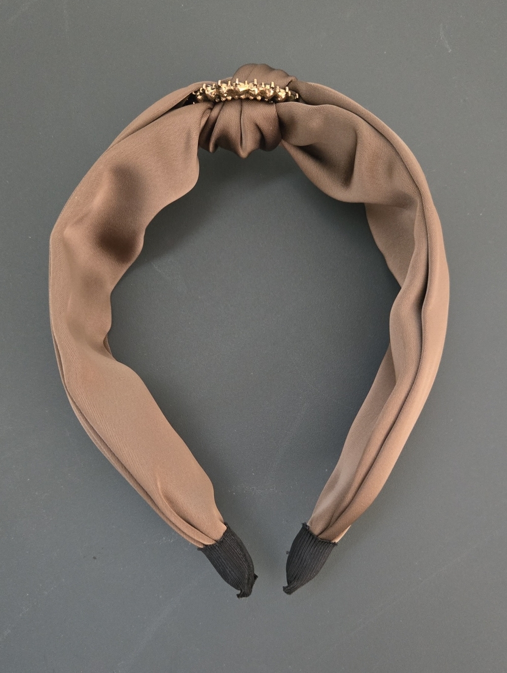 Brown Twisted Headband with Gold Accent